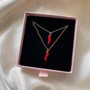 Collana cornicello rosso