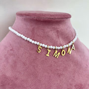 Collana Name perline bianche