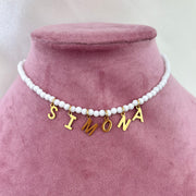 Collana Name perline bianche